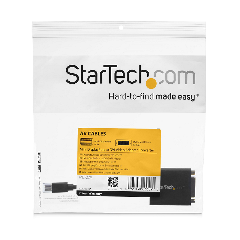 StarTech MDP2DVI Mini DisplayPort to DVI Adapter - VESA Certified